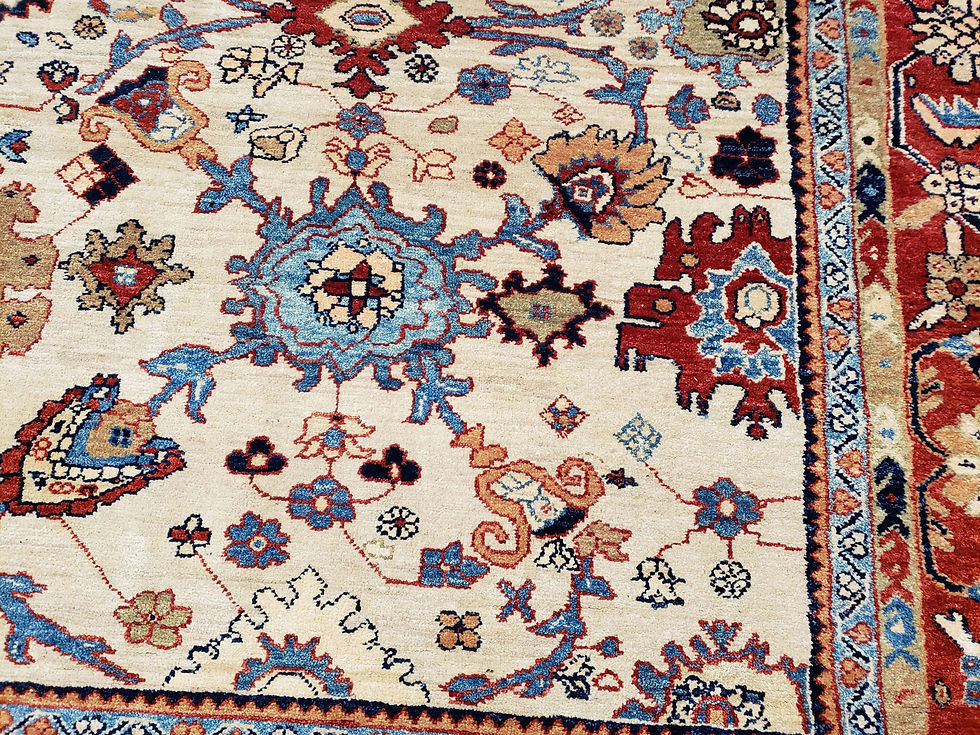 Thumbnail: Hand-Knotted Azaria Legend Rug | Ivory Field & Crimson Guard