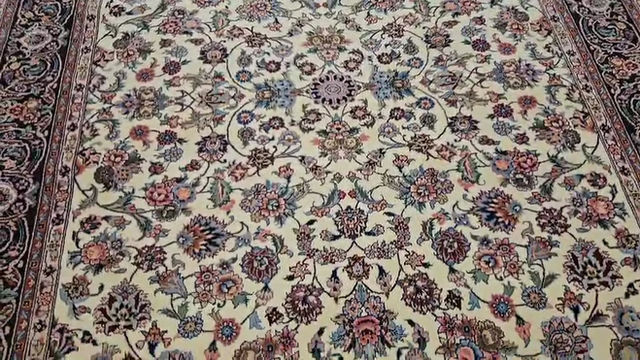 Thumbnail: Persian Tabriz | Ivory Field with Navy Border