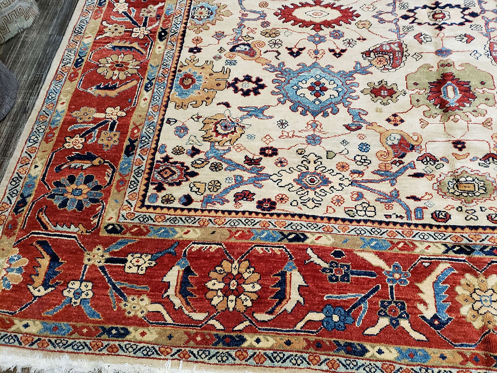 Thumbnail: Hand-Knotted Azaria Legend Rug | Ivory Field & Crimson Guard