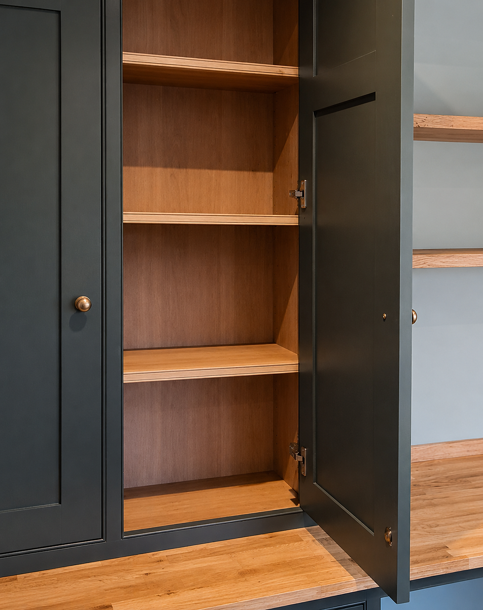 interior of oak file storage cupboards.
