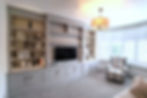 Alcove tv media fitted cabinets hand painted with low level storage