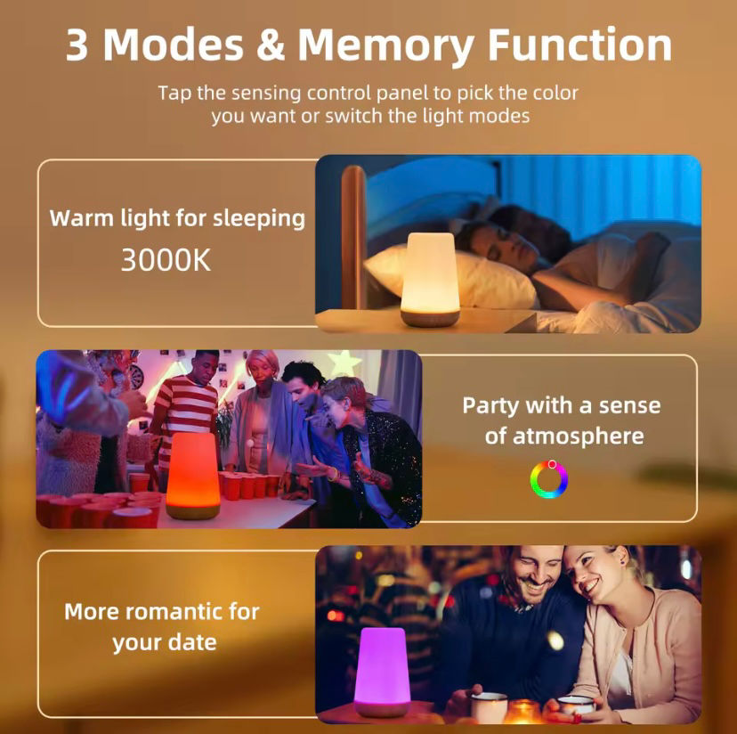 Thumbnail: 13-Color RGB Night Light, USB Rechargeable Lamp with Remote Control 