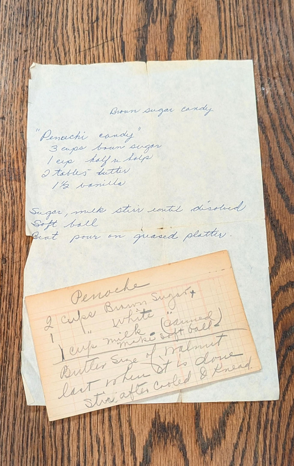 Index card recipe is dated 1930. The paper is Corrine's mom's handwriting from the 60's.
