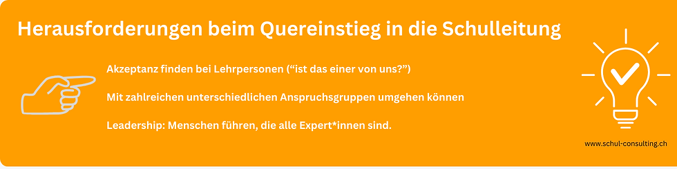 Übersicht über Herausforderungen für Quereinsteiger in die Schulleitung