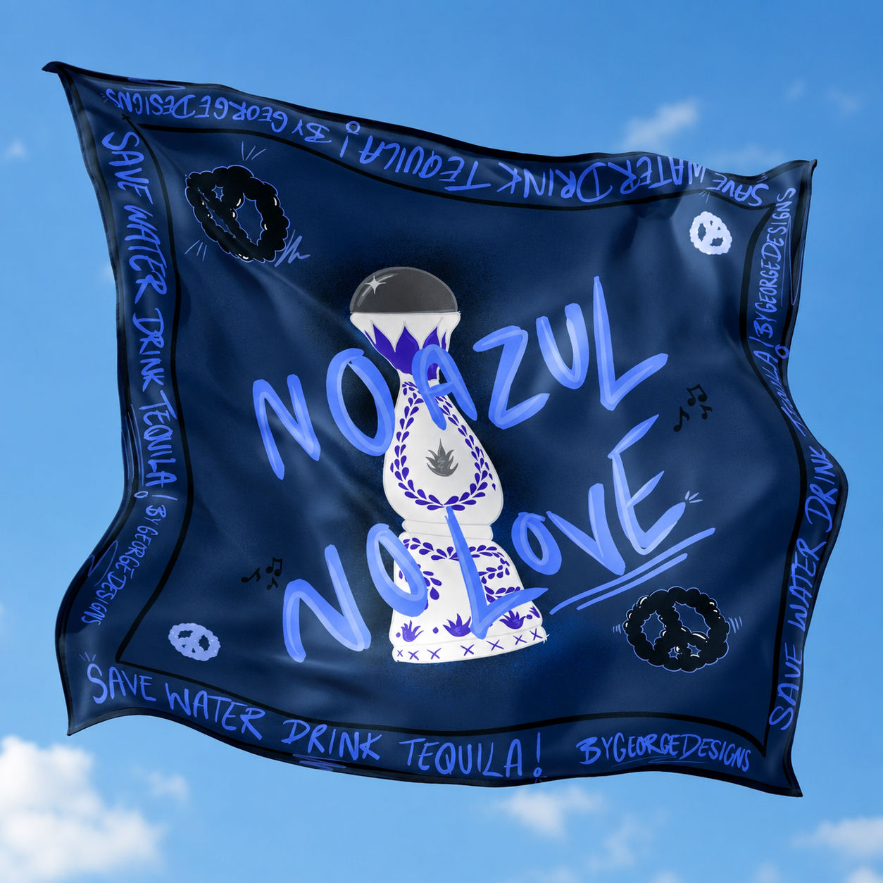 No azul no love headscarf