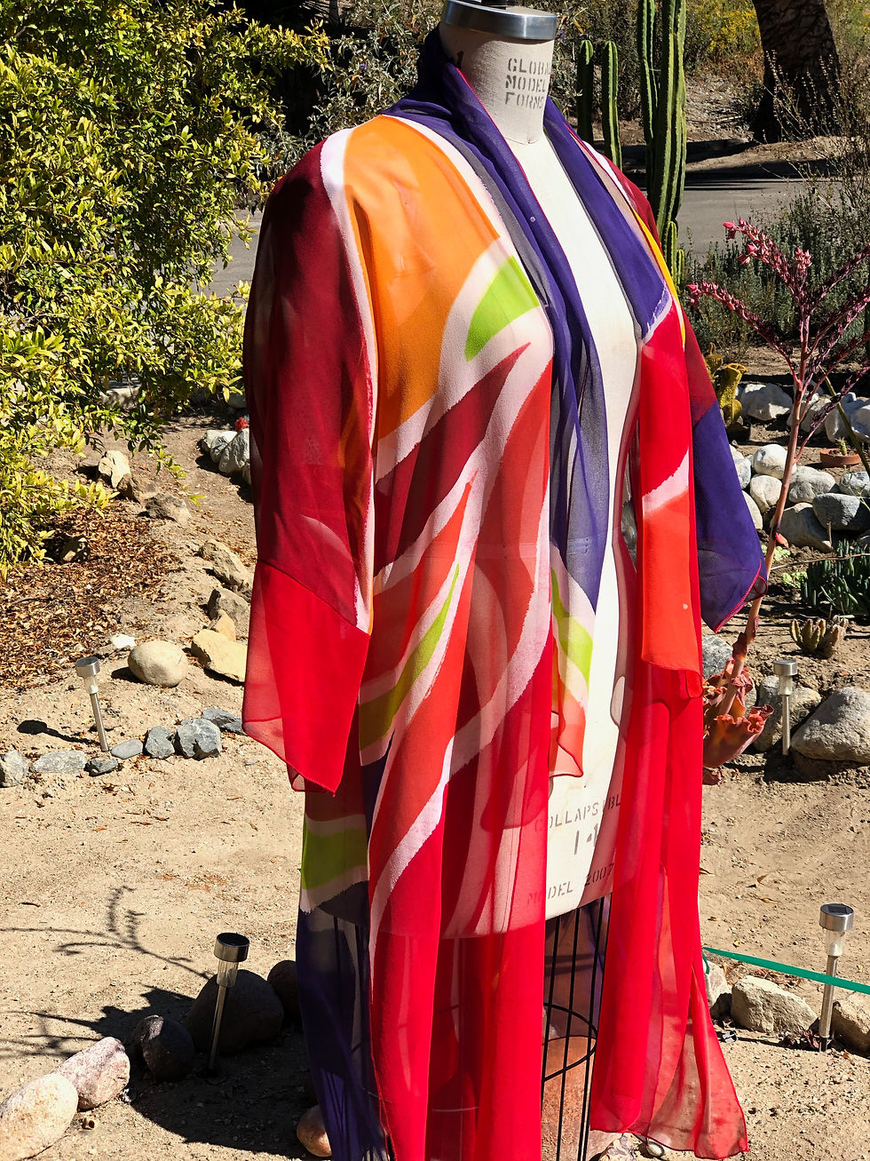 Red silk chiffon coat - SOLD