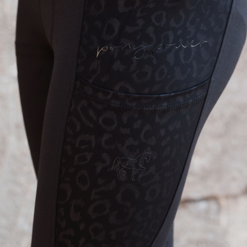 Thumbnail: KIDS Reitleggings  "Midnight Black Leo" | Schwarz + Leo-Muster