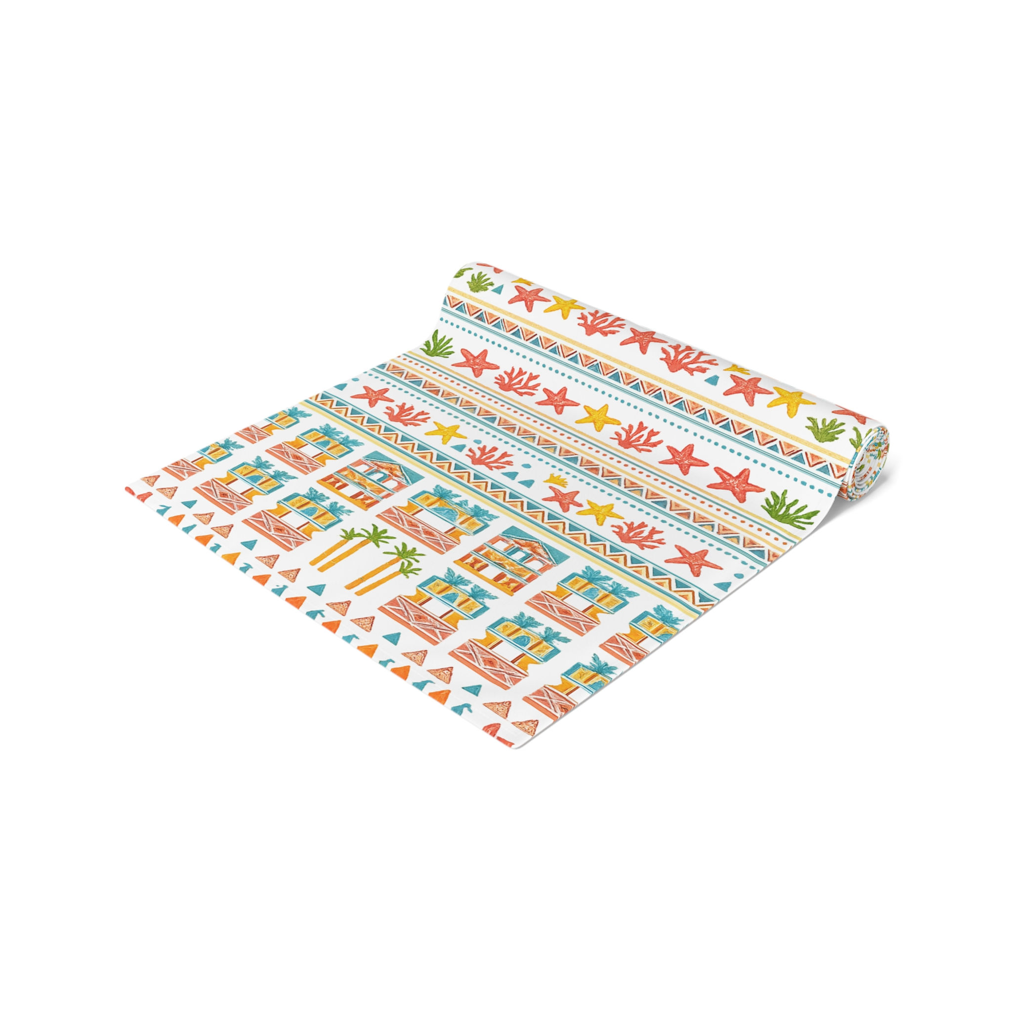 Coastal Pattern Table Runner – Colorful Geometric Dining Table Decor