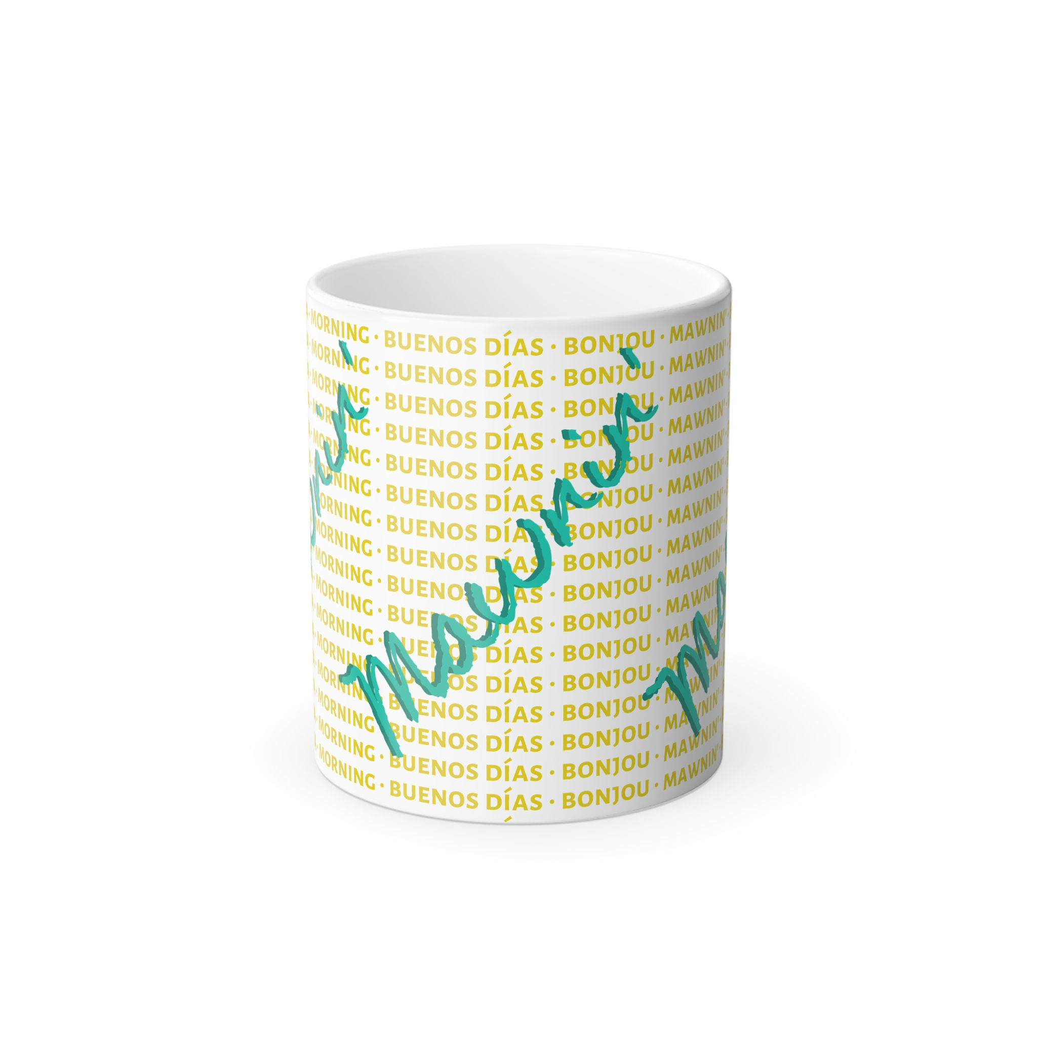 Mawnin Caribbean Greetings Mug | Heat-Activated (Black/Green)