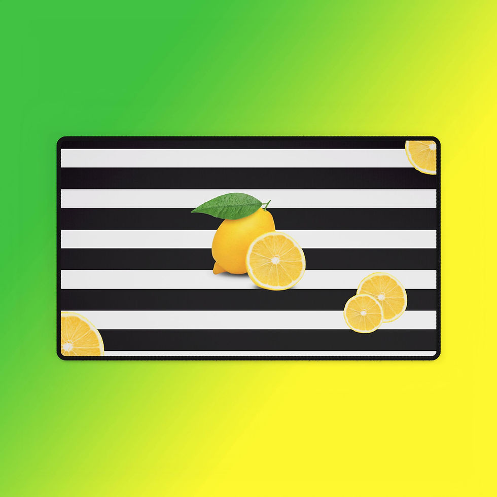 Thumbnail: Lemon Desk Pad – Black & White Striped Aesthetic Desk Mat, 3 Sizes