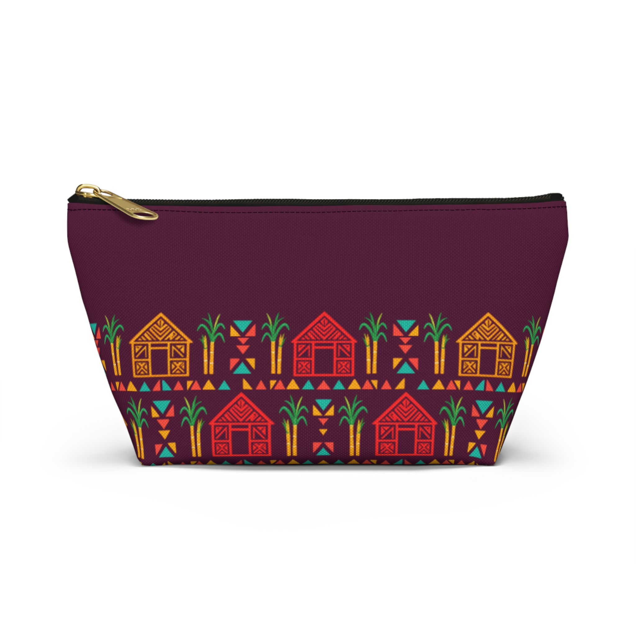Island Print Makeup Bag – Plum Travel Cosmetic Zipper Pouch
