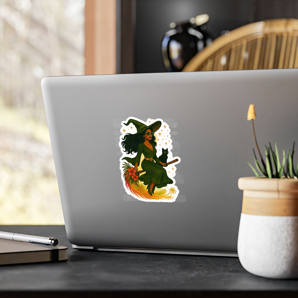 Thumbnail: Starlit Flying Witch with Shades – (Kiss-Cut Vinyl Decals) - Halloween