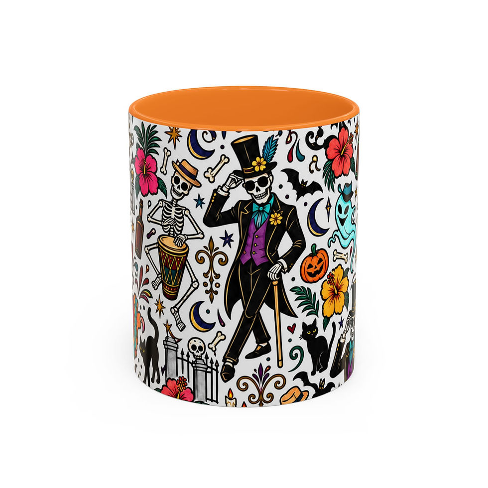 Thumbnail: Maman Brigitte & Baron Samedi Halloween Masquerade Accent Mug - White