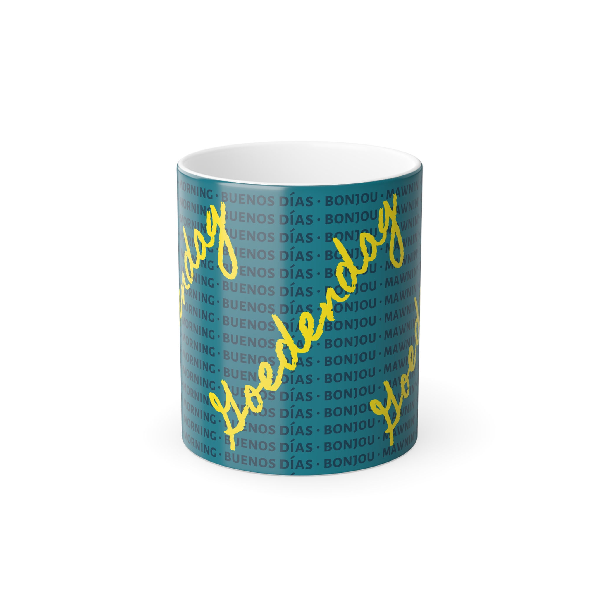 Goedendag Greetings Mug | Heat-Activated (Yellow/Dark Teal)