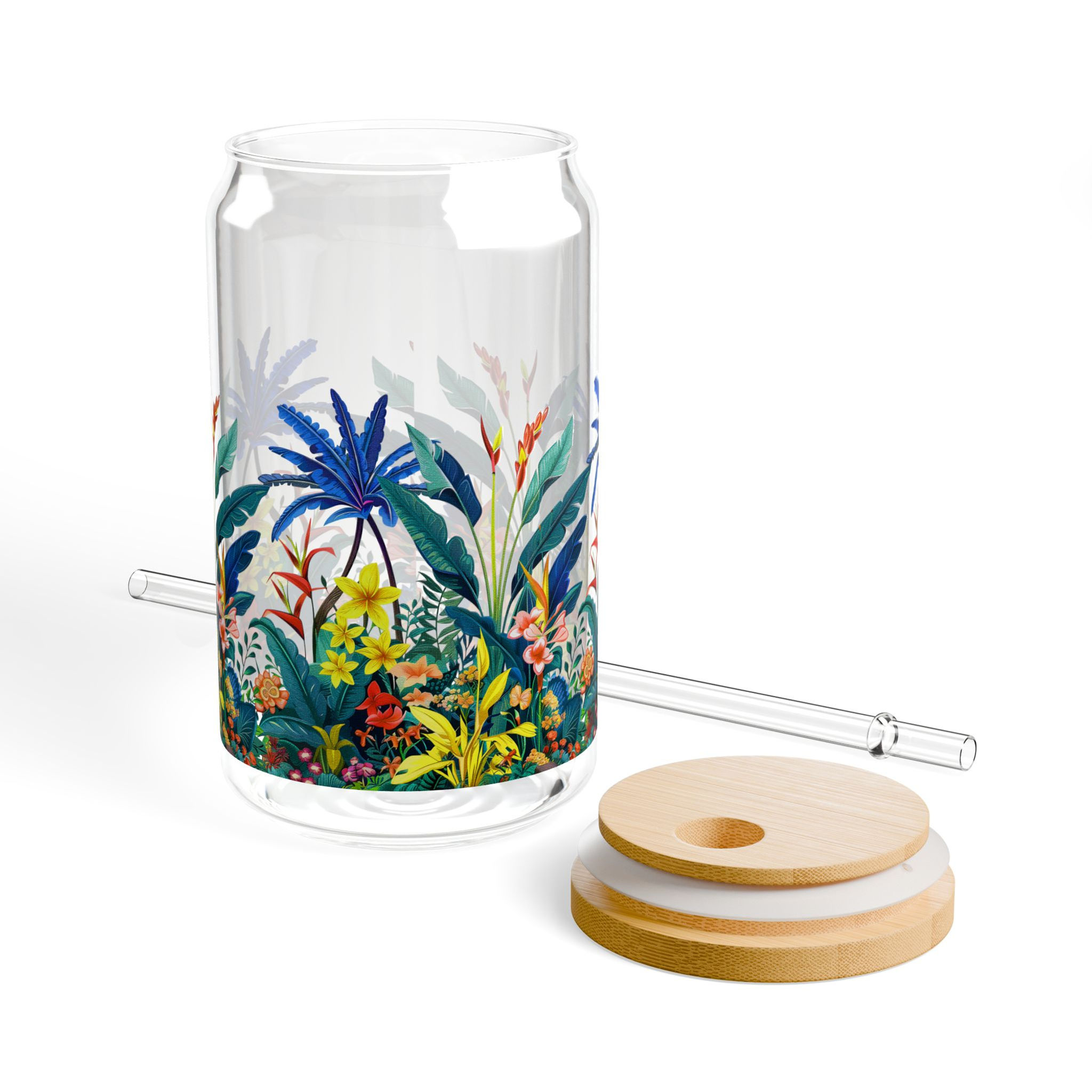 Color-Rich Foliage Artwork Sipper Glass – Modern Floral Drinkware (16oz)