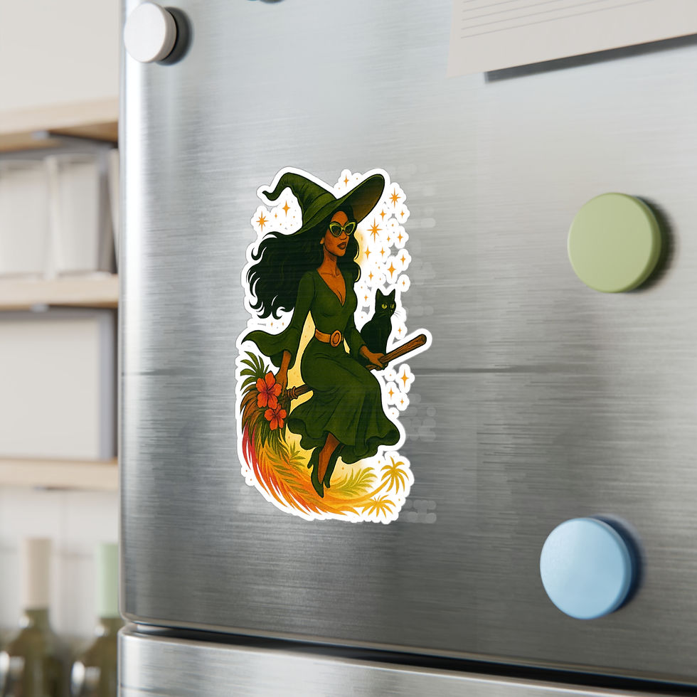 Thumbnail: Starlit Flying Witch with Shades – (Kiss-Cut Vinyl Decals) - Halloween