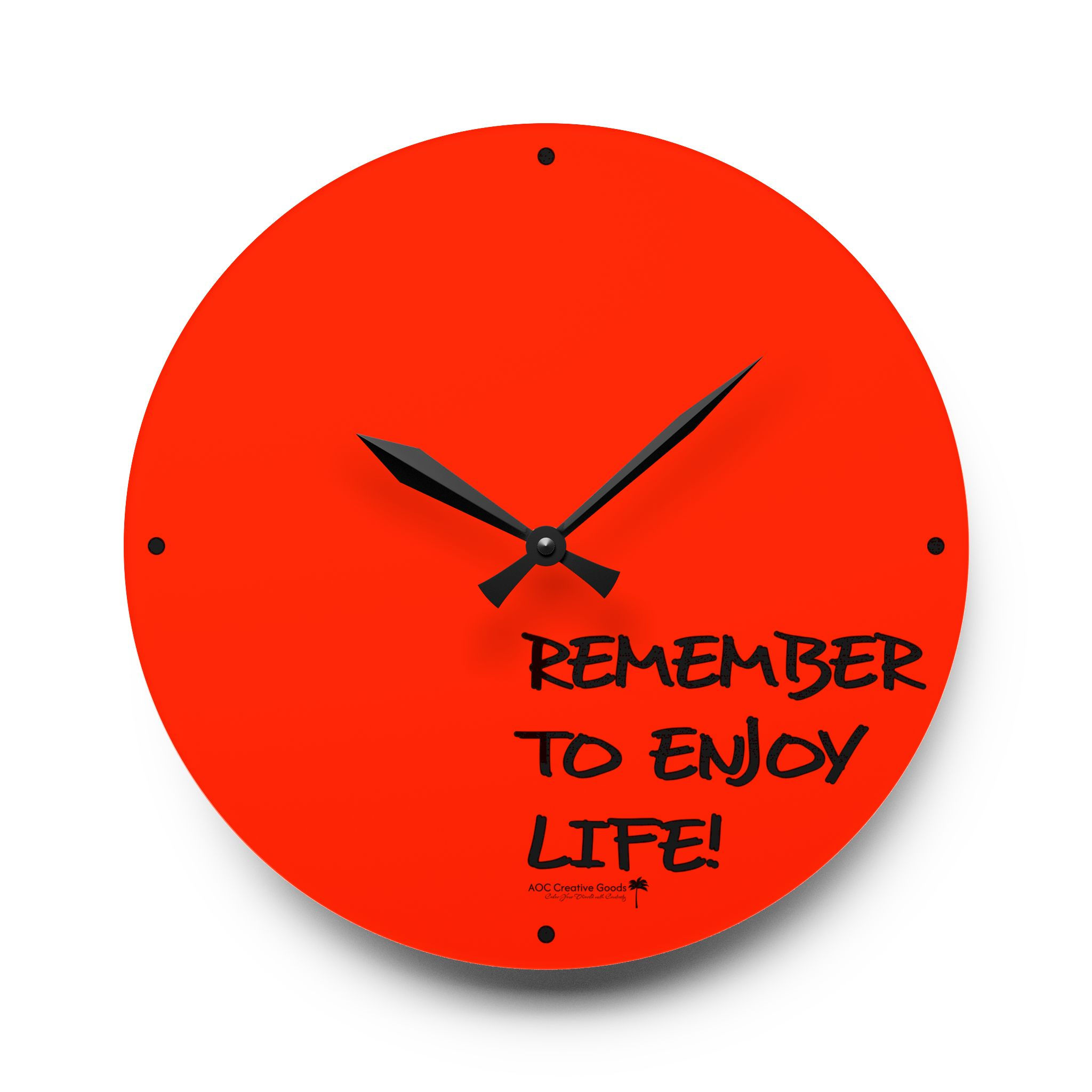 Remember To Enjoy Life Wall Clock | Electric Red