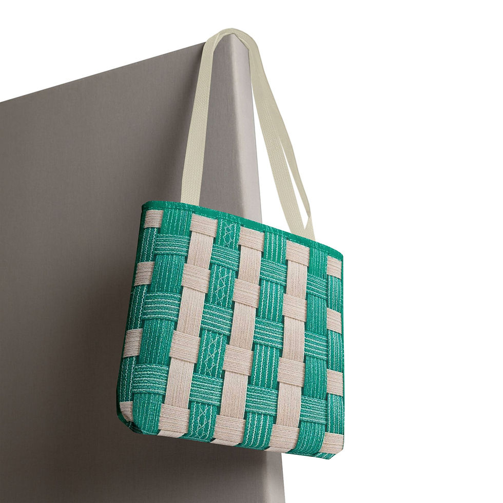 Thumbnail: Everyday Tote Bag – Basket-Weave Design- Turquoise