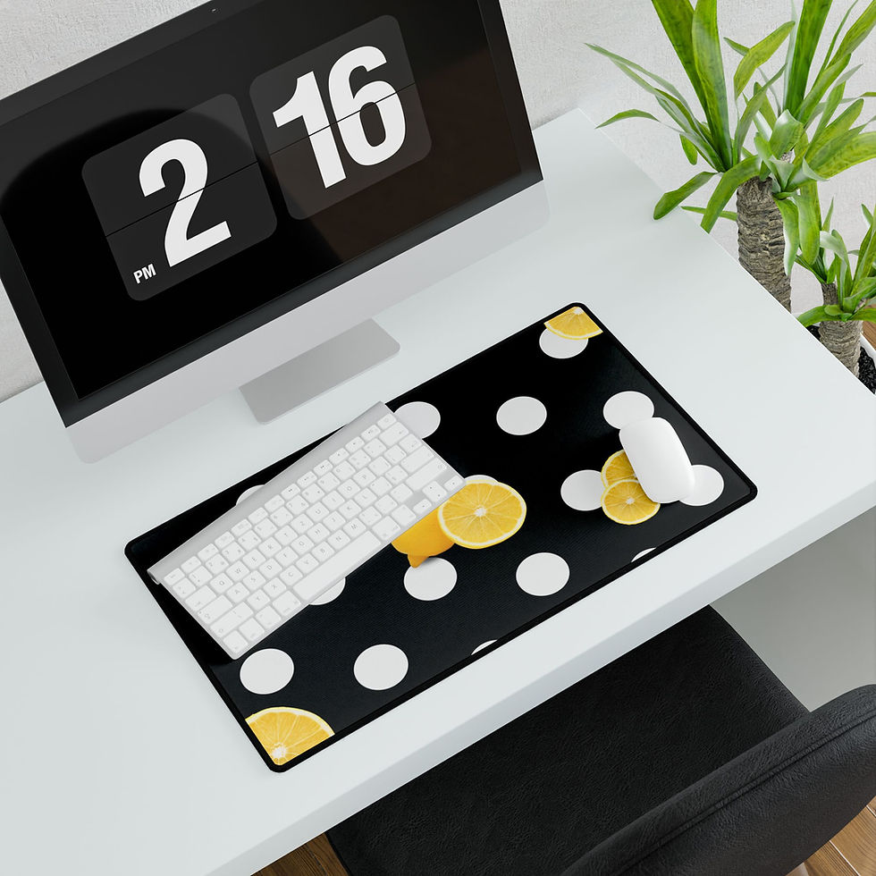 Thumbnail: Lemon Desk Pad – Black & White Polkadot Aesthetic Desk Mat, 3 Sizes