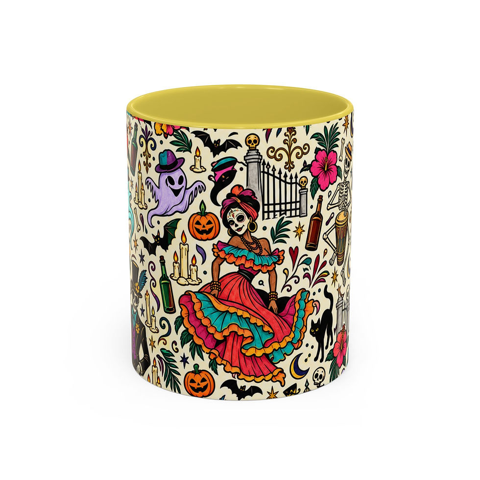 Thumbnail: Colorful Halloween Masquerade Accent Mug – Baron Samedi & Manman Brigitte
