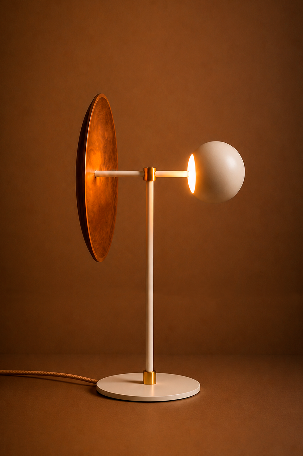 Miniatura: Escultura Luminária de Mesa Eclipse Off-White em foto de estúdio da vista lateral