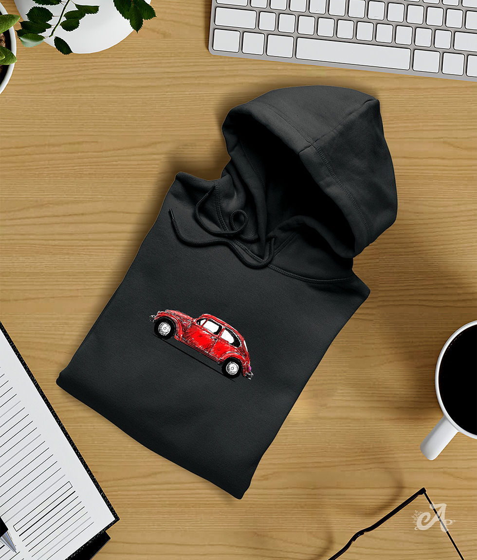 Thumbnail: Red Beetle Car Unisex Graphic Hoodie