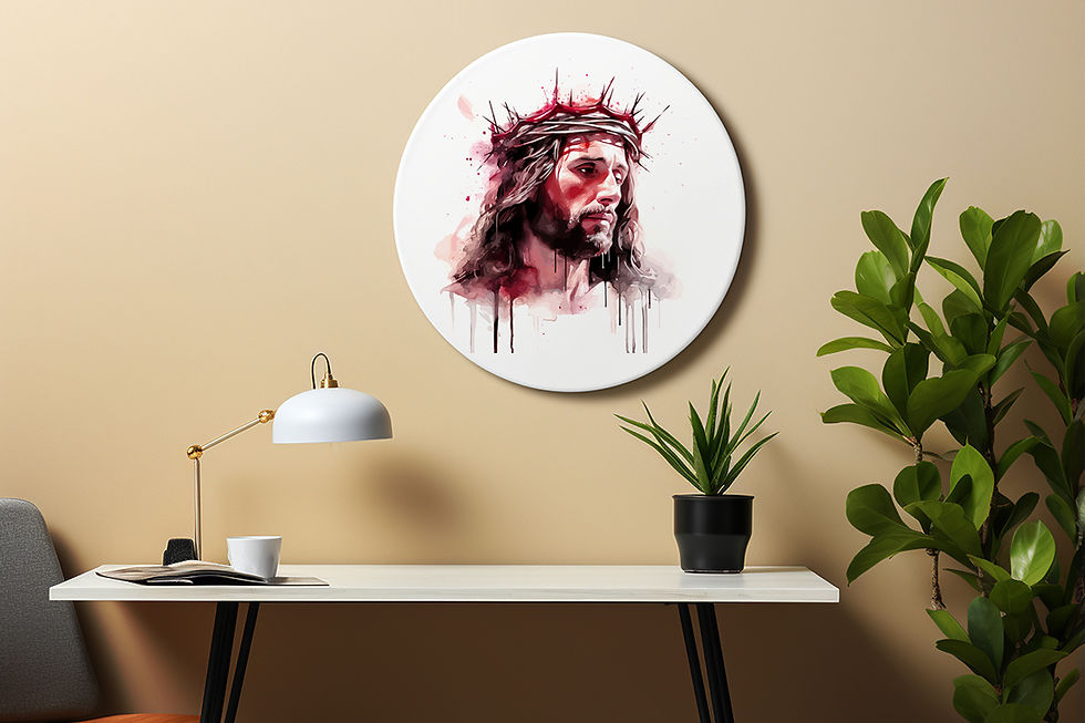 Thumbnail: Jesus Crowned Art Round Wall Art for Home Decor