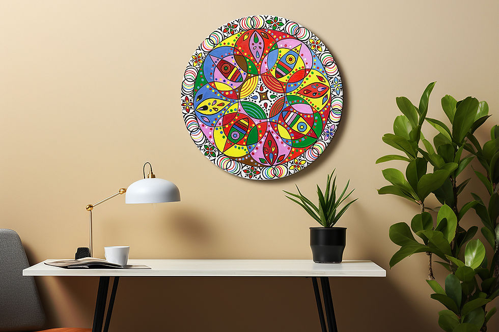 Thumbnail: Colorful Alpana Round Wall Art for Home Decor