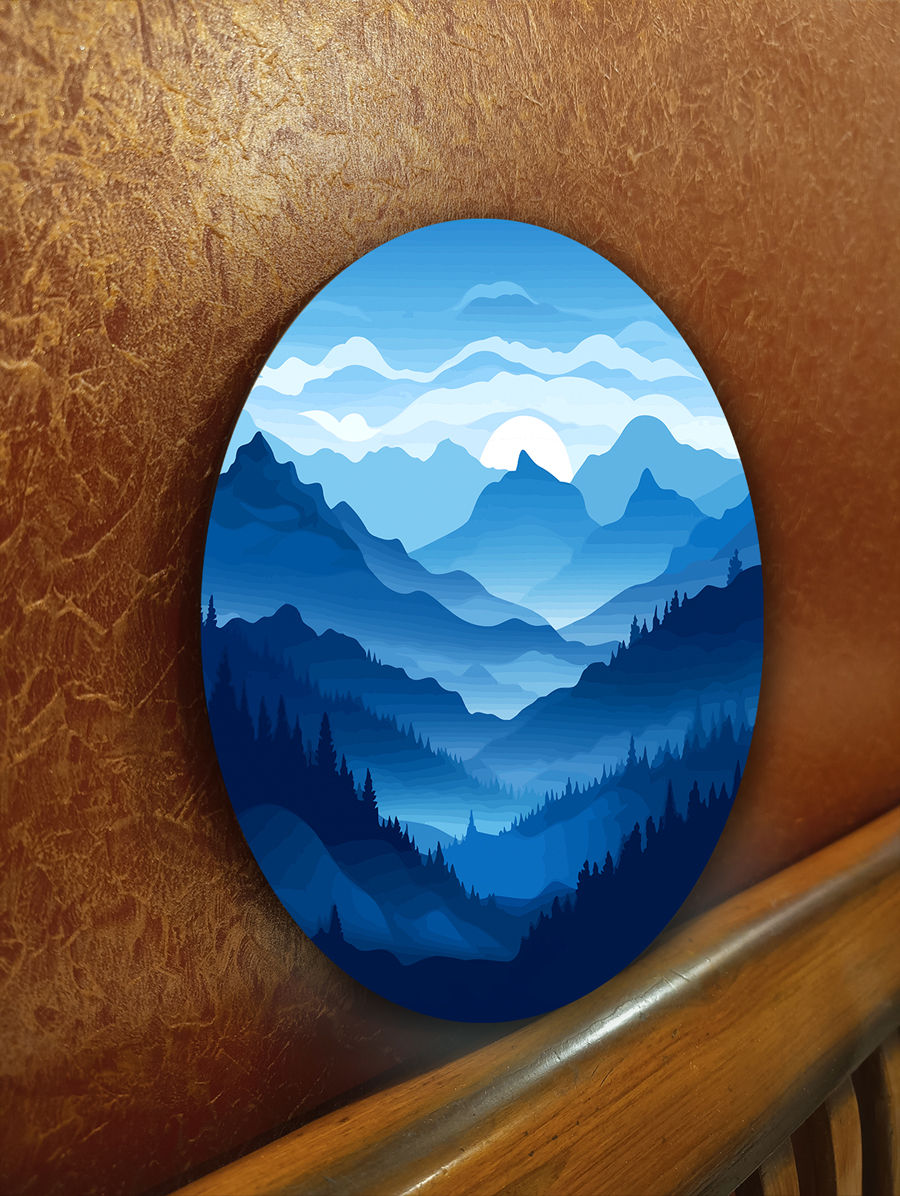 Thumbnail: Blue Mountain Round Wall Art for Home Decor