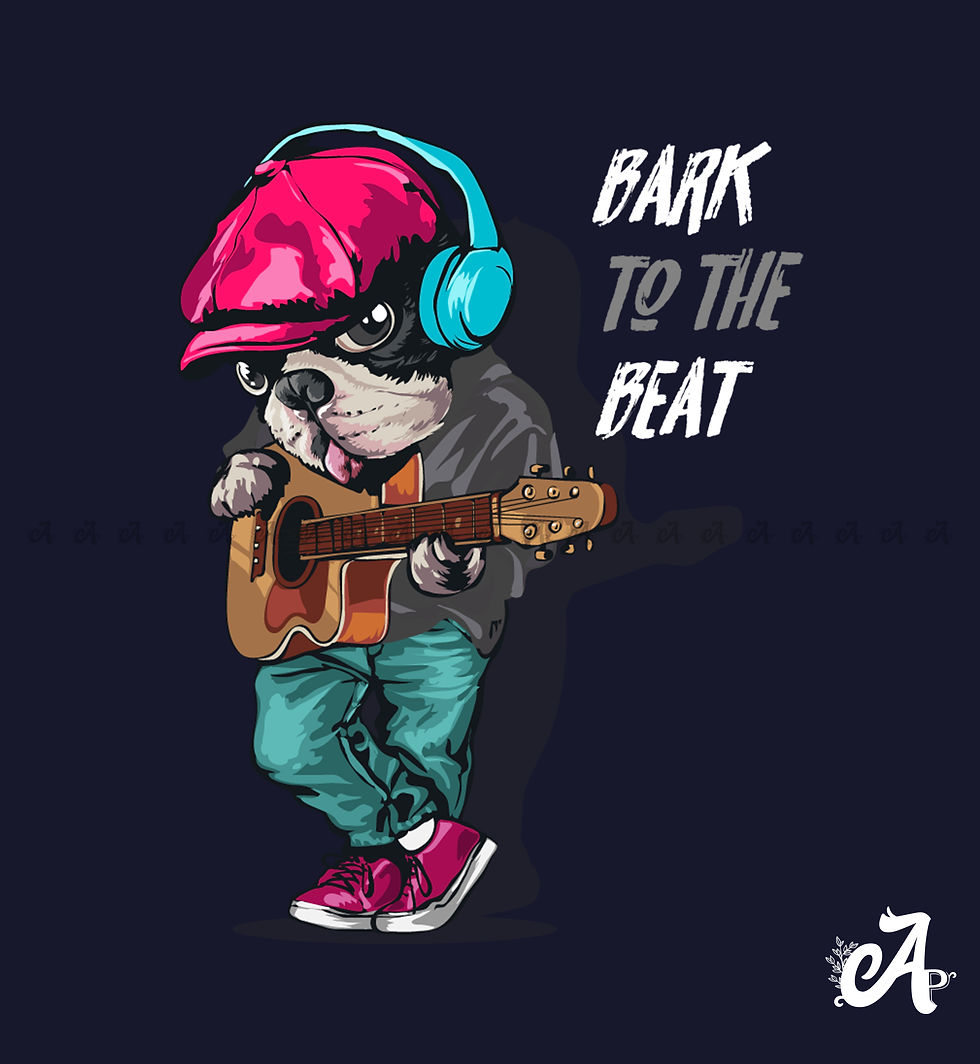 Thumbnail: Bark to the Beat Dog Art Graphic Printed unisex T-Shirt