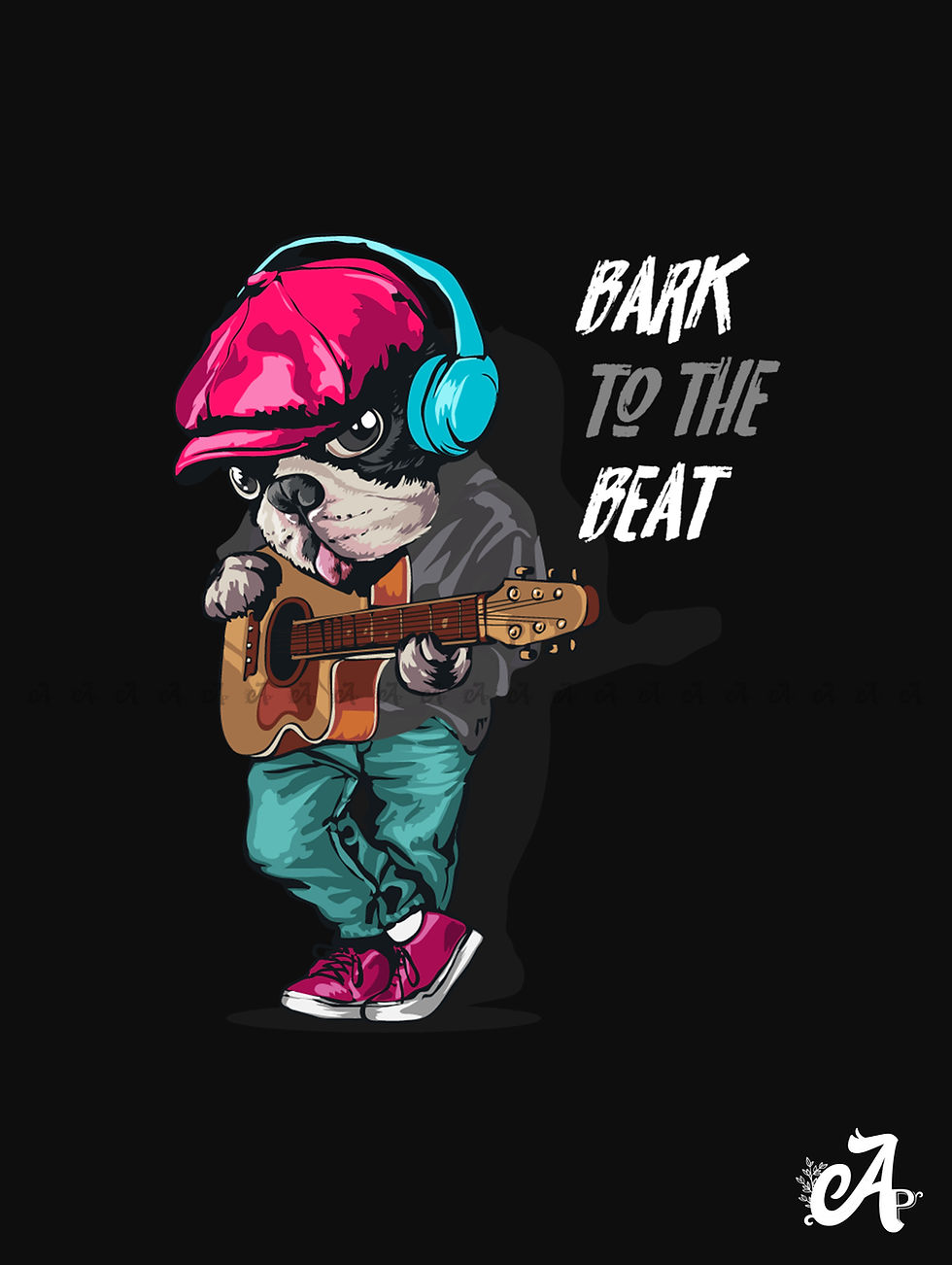 Thumbnail: Bark to the Beat Dog Art Graphic Printed unisex T-Shirt