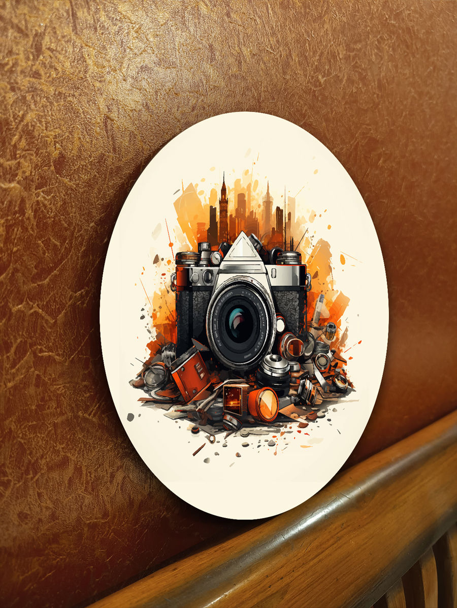 Thumbnail: Photojournalism Concept Art Round Wall Art for Home Decor
