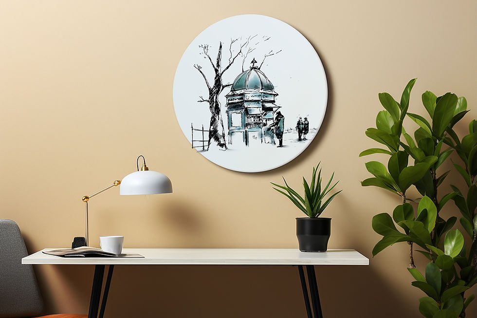 Thumbnail: A Bookstore Sketch Round Wall Art for Home Decor