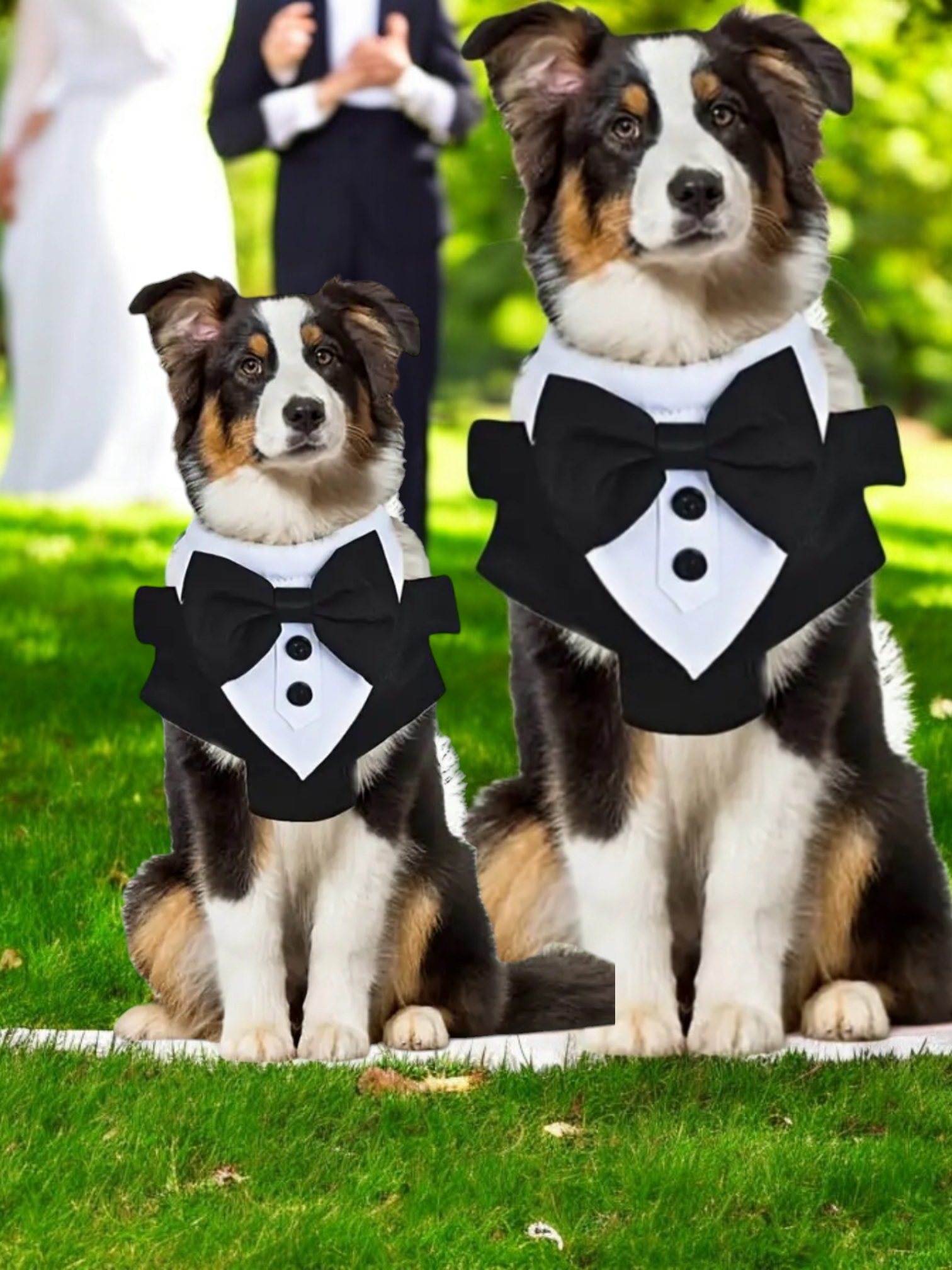 Elegant Formal Tuxedo Dog Harness Vest with Gentleman Bowtie with Leash