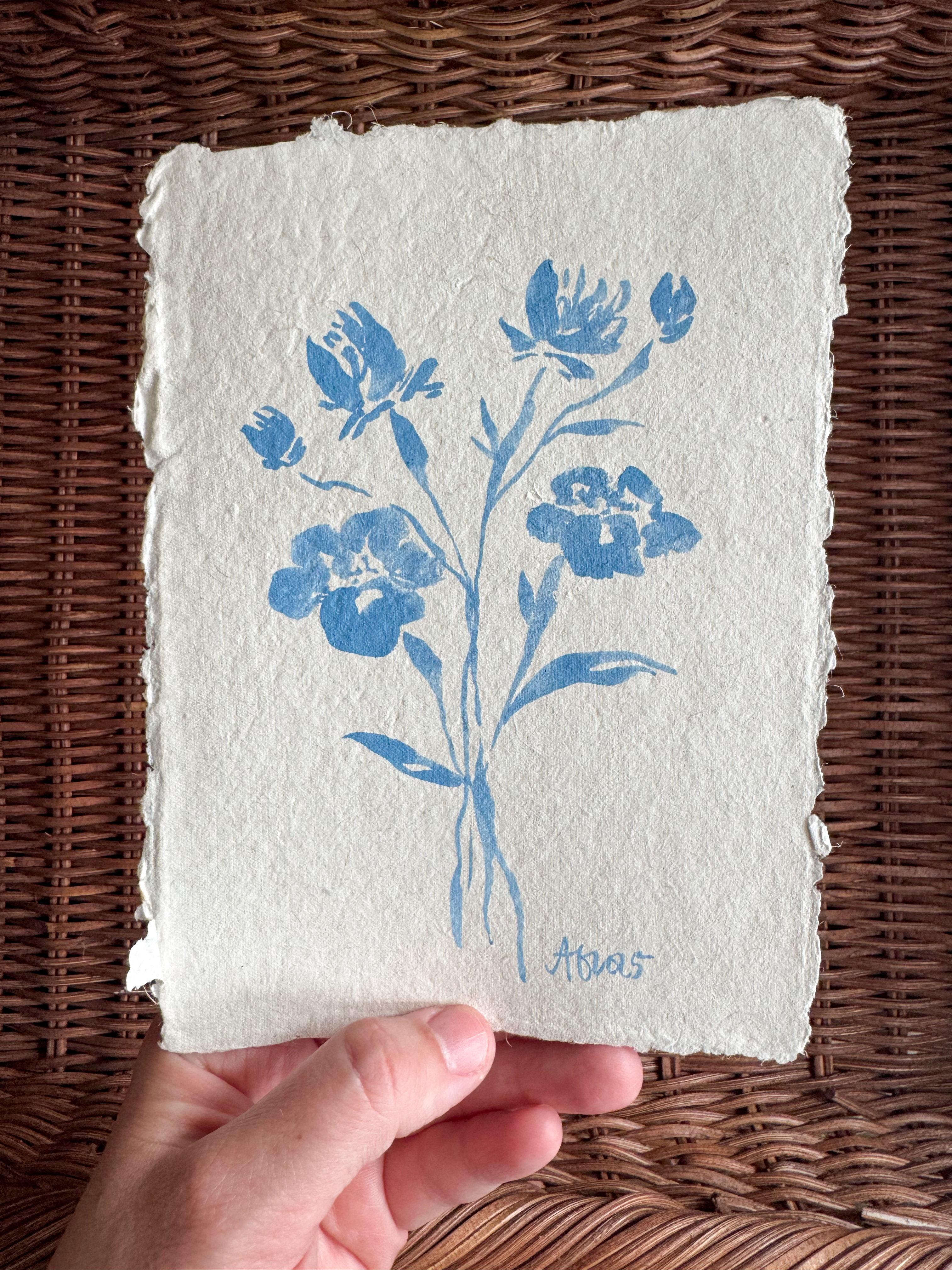 Blue Ink Flower Bunch 1