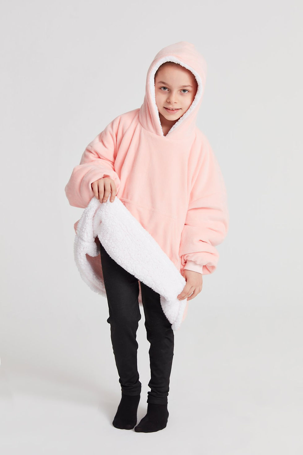 Küçük resim: POFFY Çocuk Oversize Giyilebilir Battaniye Unisex  Sweatshirt - Açık Somon