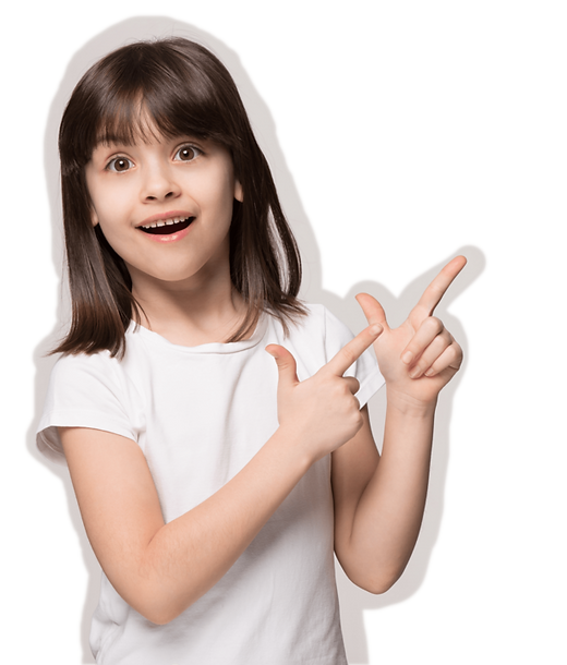 Girl pointing to iotics Smart Switch with Tempered Glass Panel