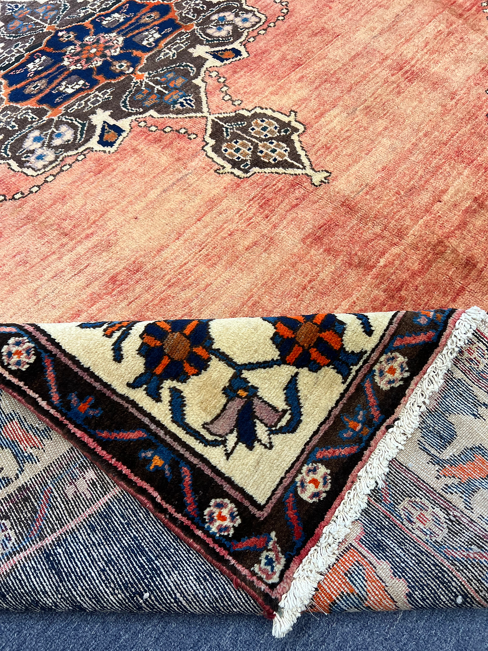 Thumbnail: Antique Ardabil Wool Persian Rug, Orange and Blue Persian Rug, Living Room Rug