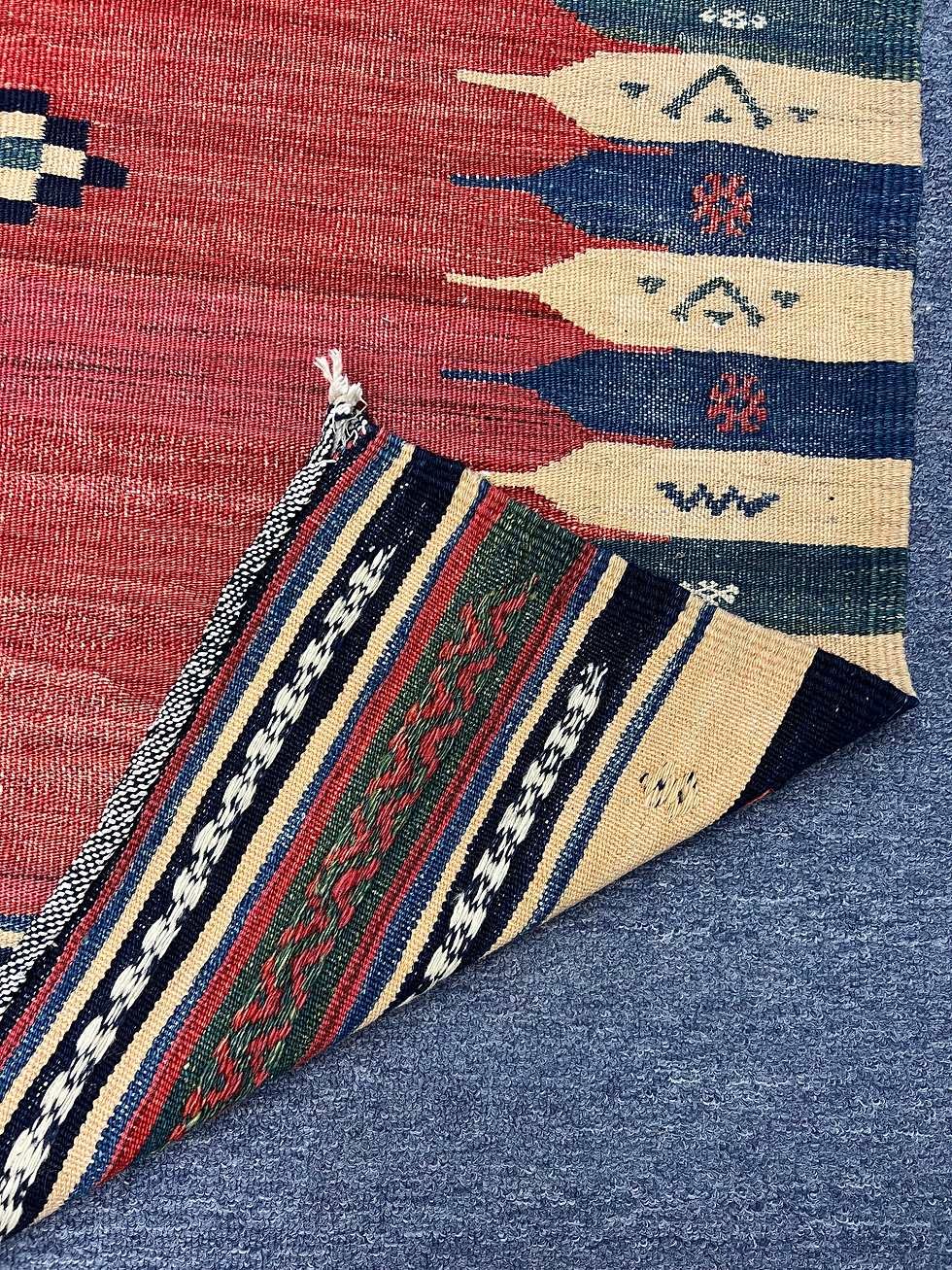 Thumbnail: Antique Kilim Rugs / Sofreh Kilim Rugs, Wool Kilim Rugs, 4'x4' Antique Kilim Rug