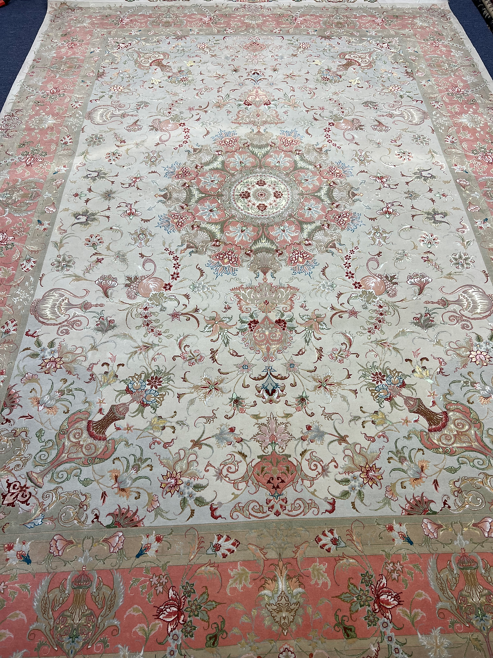 Thumbnail: 8'3" x 12'2" Fine Tabriz Rug, Wool and Silk Rug, Persian Rug, Medallion Rug