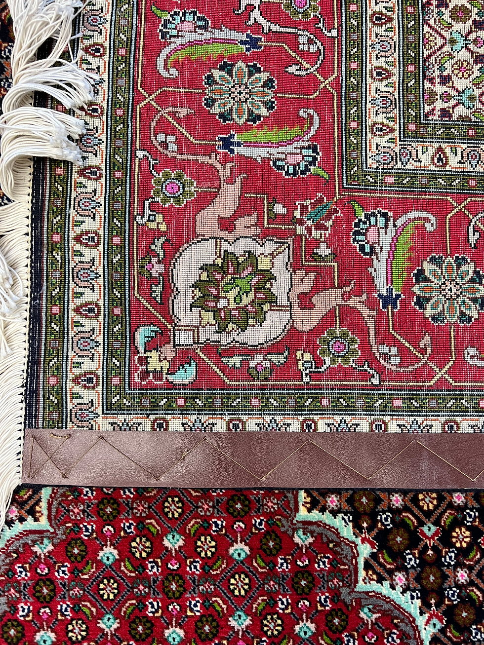 Thumbnail: Fine Tabriz Mahi Wool & Silk Rug, Living room rug, geometric rug, 6'7"x10' rugs