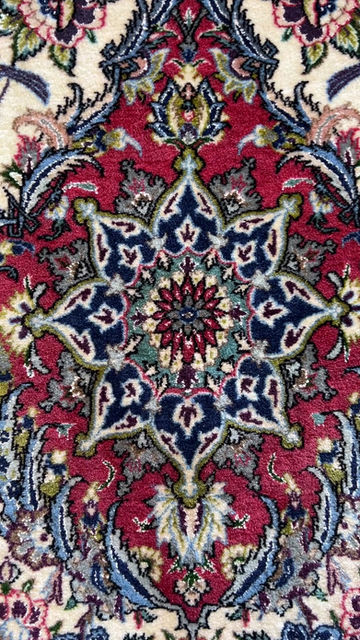 Thumbnail: Persian Isphahan Wool and Silk Prayer Rug, 44" x 69" Wool Isphahan Prayer Rug