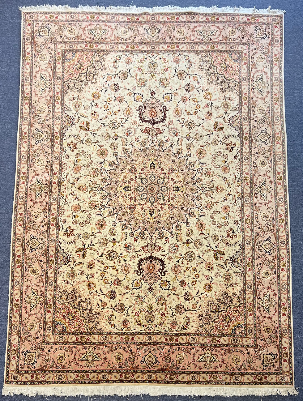 Thumbnail: Fine Tabriz Wool and Silk Persian Rug, 8' x 12' Tabriz Wool and Silk Rug
