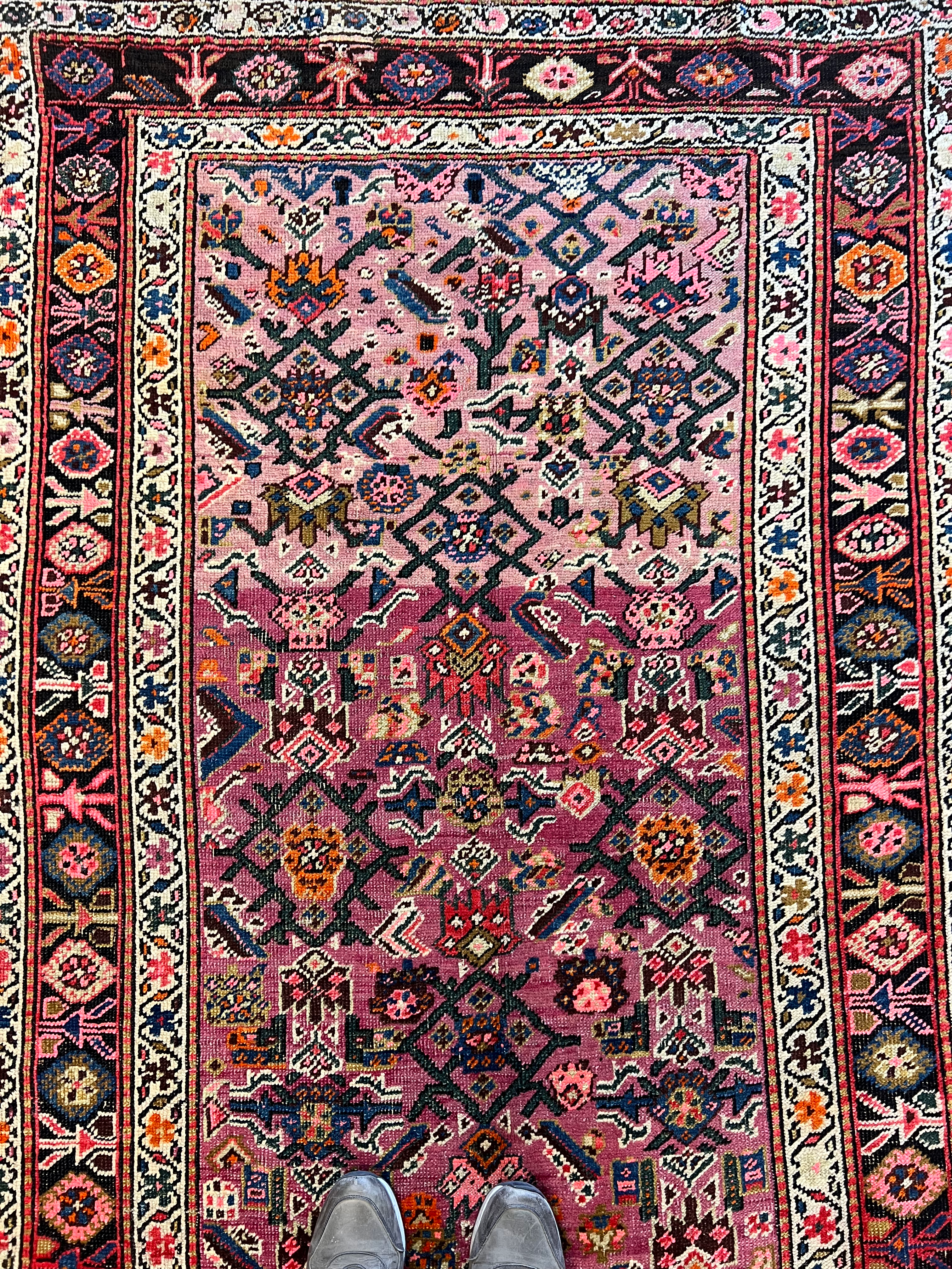 Pink Antique Rug, 4'4" x 8'2" Antique Rug, Antique Kazak Rug, Wool Rugs