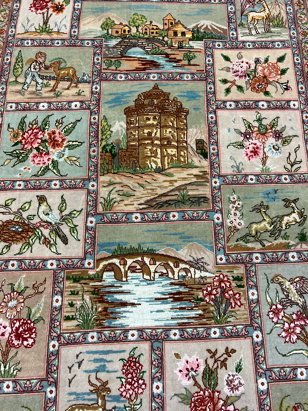 Thumbnail: Tabriz Pictorial  Wool and Silk Blend Rug
