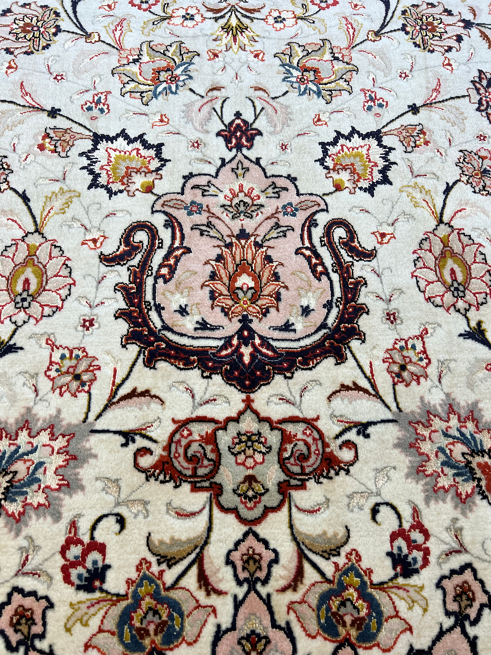 Thumbnail: Fine Tabriz Wool and Silk Persian Rug, 8' x 12' Tabriz Wool and Silk Rug