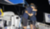 Corentin Horeau et Pauline Thomas à l'arrivée de la Transat Paprec 2023