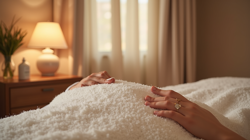 Close-up view of a beauty treatment room with a cozy ambiance