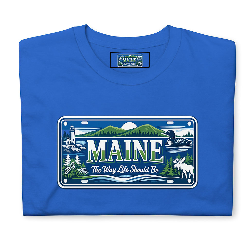 Thumbnail: MAINE LICENSE PLATE DTG Print Unisex Basic Softstyle T-Shirt | Gildan 64000