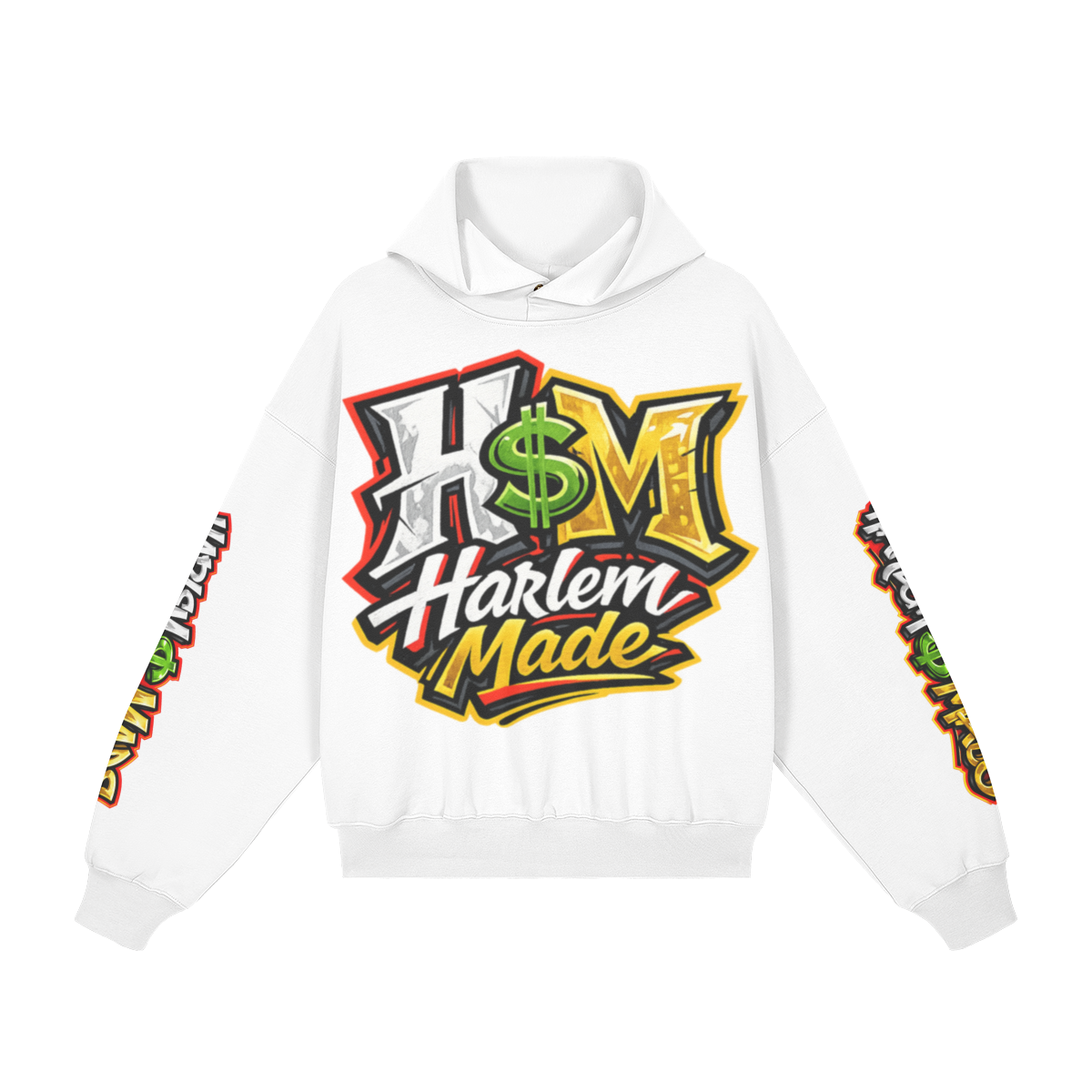 HARLEM MADE™️ DTG Print 380GSM Unisex Single Snap Brushed Fleece Hoodi